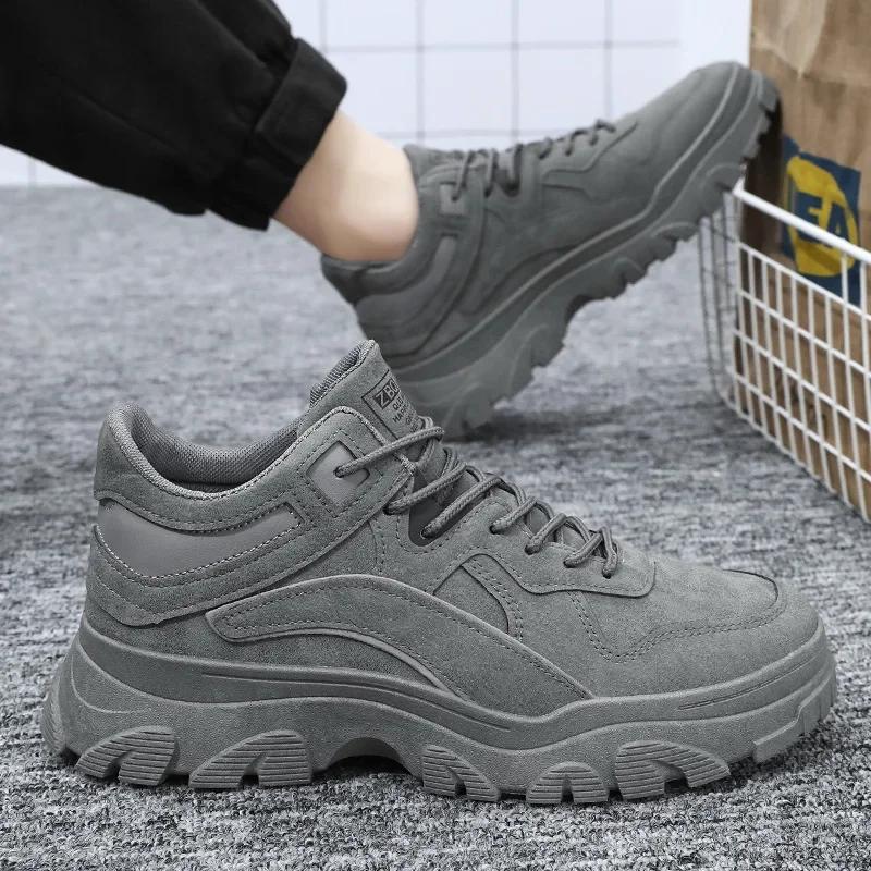 

Autumn Men s Shoes New Breathable Work Boots Casual Style Thick Sole Anti-Slip Versatile Trendy Footwear For Motorcycle 39