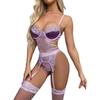Three-point hollow embroidery sexy and interesting without legs multi-color optional underwear set