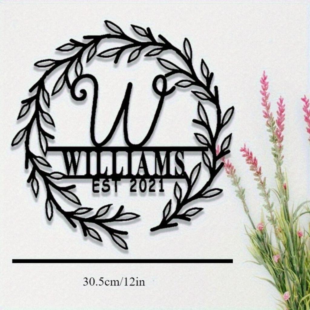 Metal Monogram Name Sign, Personalized Last Name Plaque for Wall, Home Decor Gift, Established Date Embellishment, Vintage Tin Sign