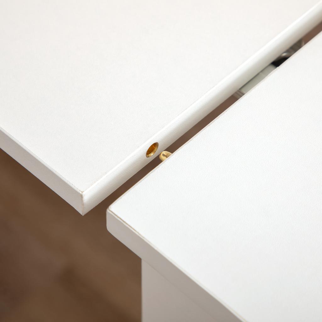 Folding dining table, extendable folding kitchen table up to 6 people, for small spaces, dining room, white