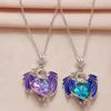 Love Birthstone Dragon Necklace Heart-Shaped Colorful Pendant Necklace Cool Crystal Dragon Necklace Jewelry Gift