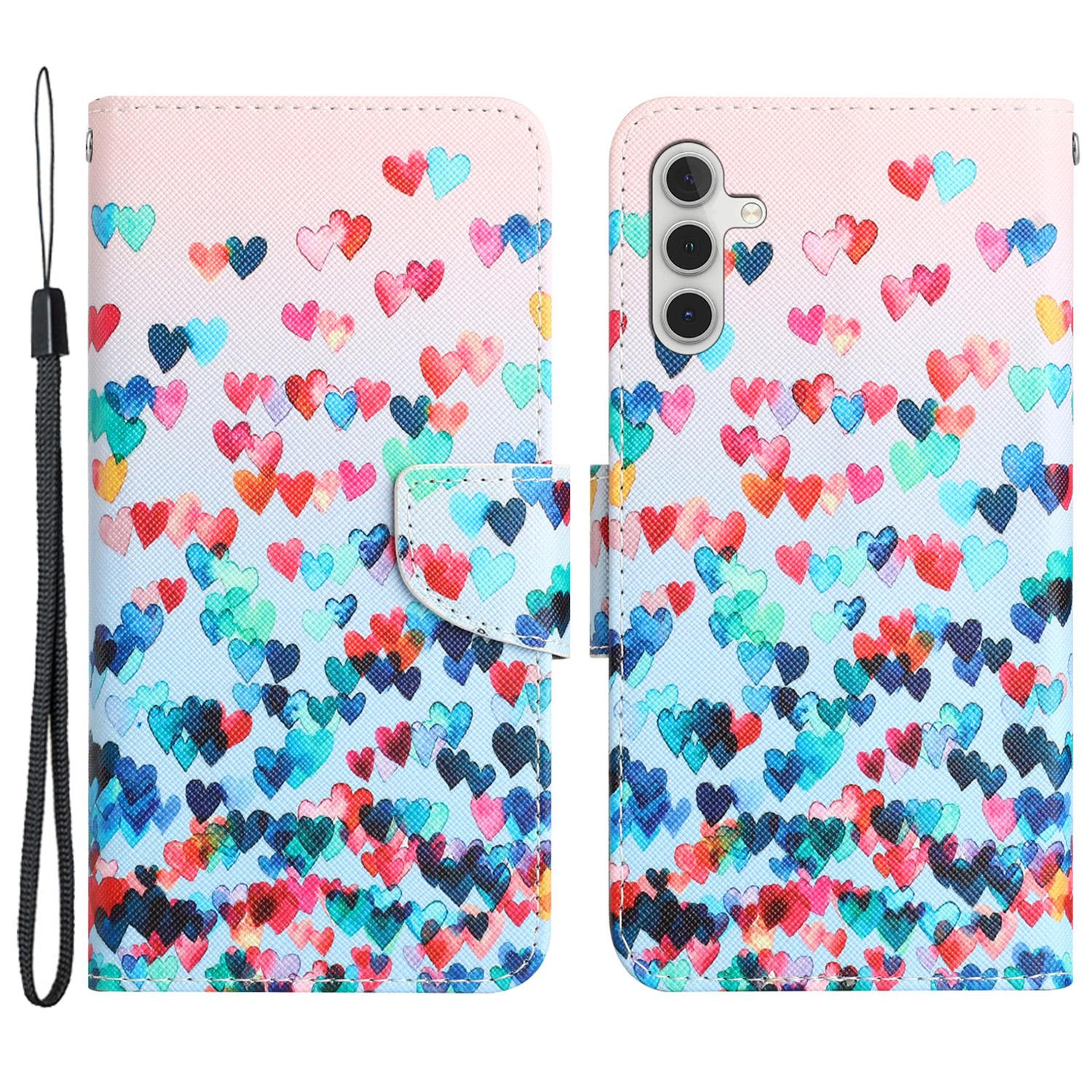 

For Samsung Galaxy A05s 4G Phone Case Pattern Folding Stand PU Leather Cover Love Heart