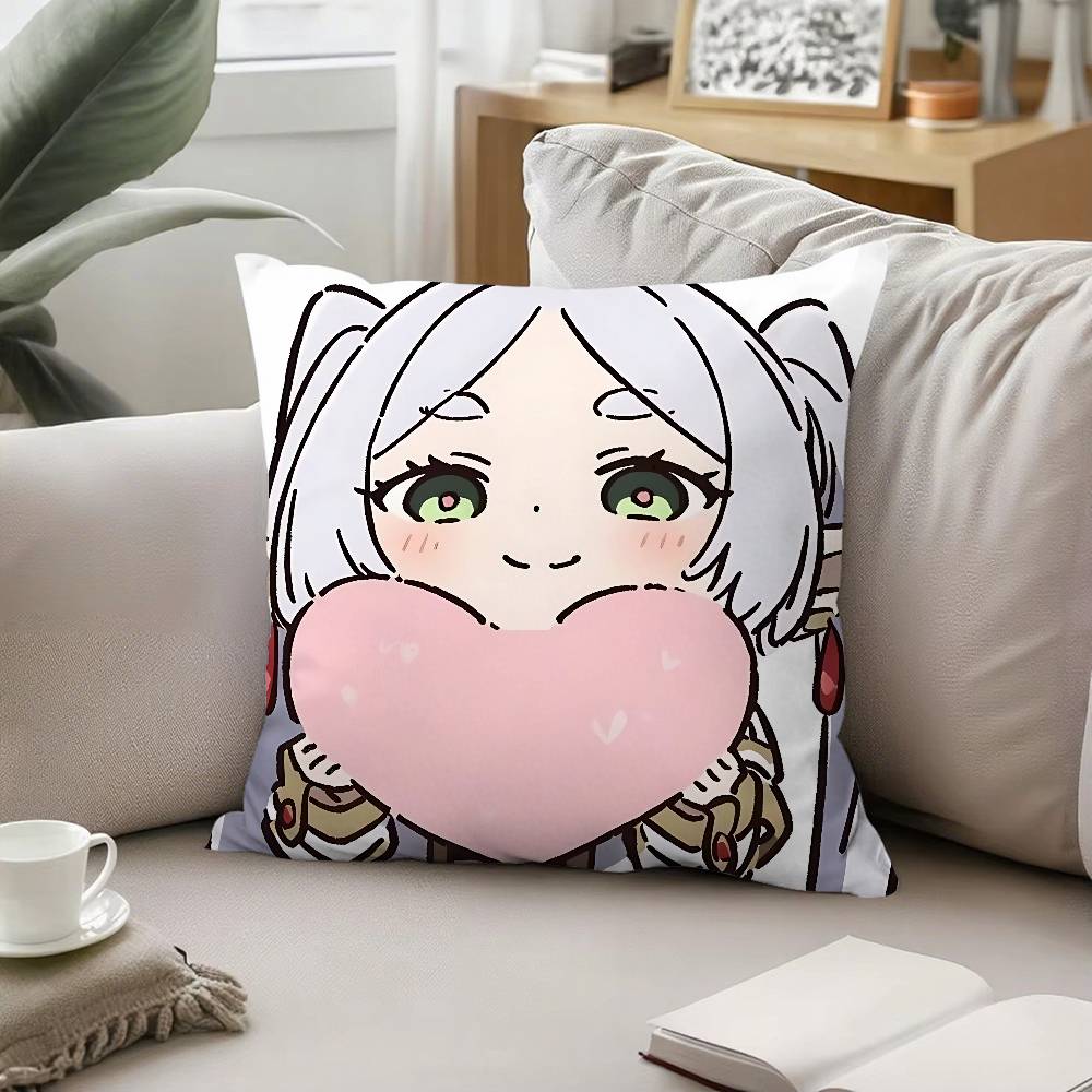 

Cute S-Sousou No Frieren Pillow Case Throw Pillow Cover Nordic Vintage Style Cushion Covers Home Living Room Sofa Couch Seat Dec 40cmx40cm