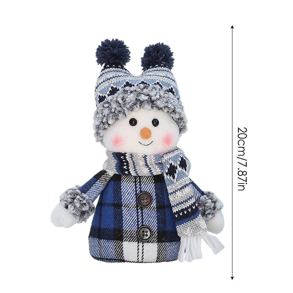 Christmas Blue Series Snowman Cloth Retractable Dolls Decoration for Tree Ornaments Santa Figurine Xmas Gifts Craft Home Decor