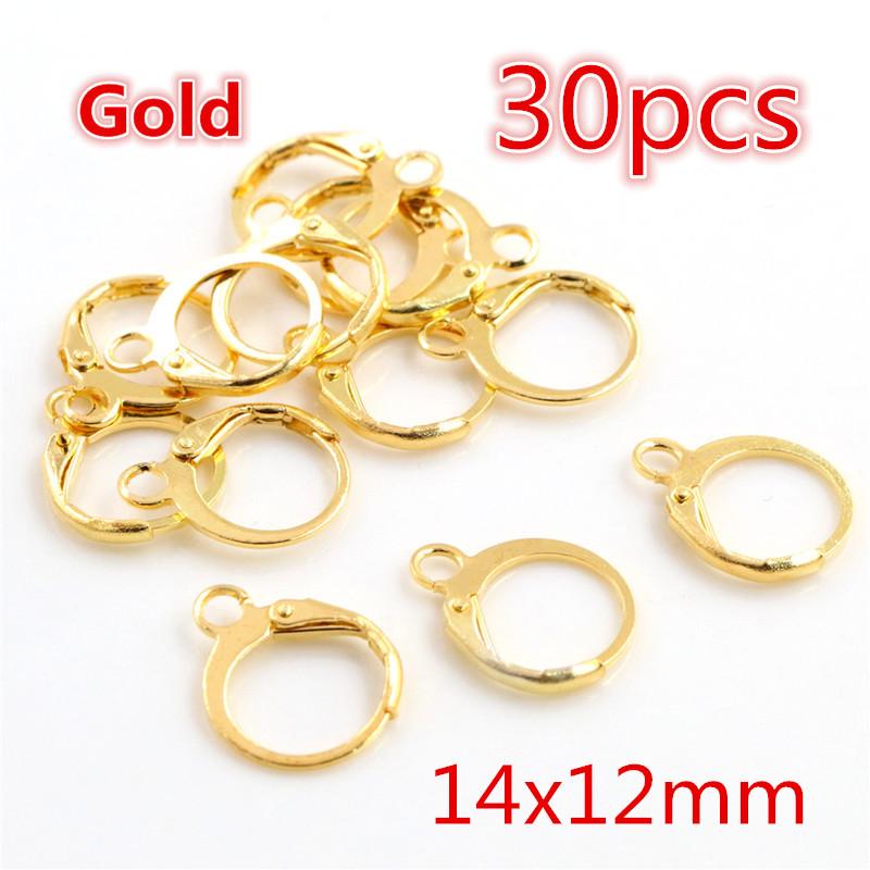 30-50pcs Fashion Bronze Rhodium Gold Silver Plated French Earring Hooks Wire Settings DIY Jewelry Making Findings Accessories