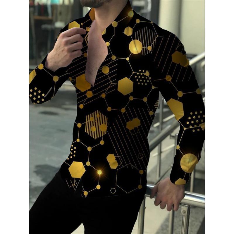 Herren Mode Design Neues Anzug Revers Langarm Hemd Lässig Bequem Hohe Qualität Outdoor Sport Karomuster Geometrisch Herren Oberteile