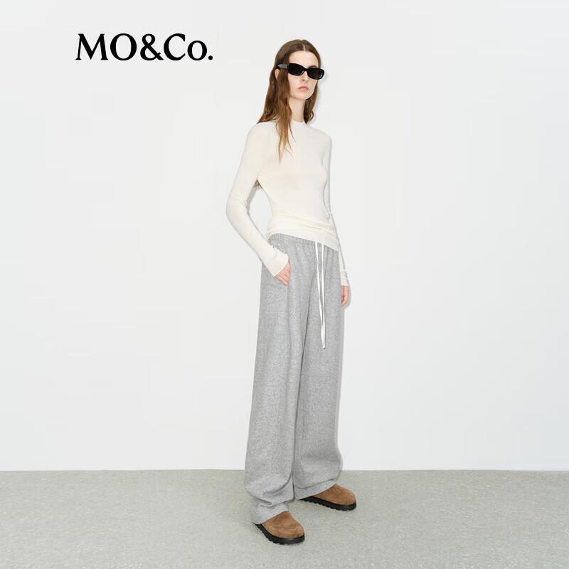 MO&Co. Women's Merino Wool Cashmere Blend Round Neck Sweater