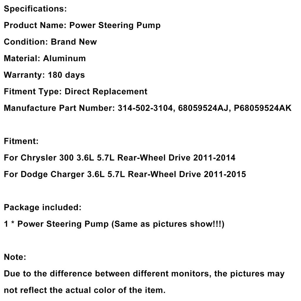 Electric Hydraulic Power Steering Assist Motor Pump Fit Charger 300 11-15 RWD