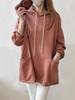 Dongdaemun Stylish Terry Hooded Sweatshirt with Double Pockets - Loose-Fit Casual for Plus Sizes Women.