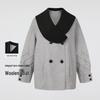 FivePlus Women's Wool Scarf Collar Double-breasted Coat