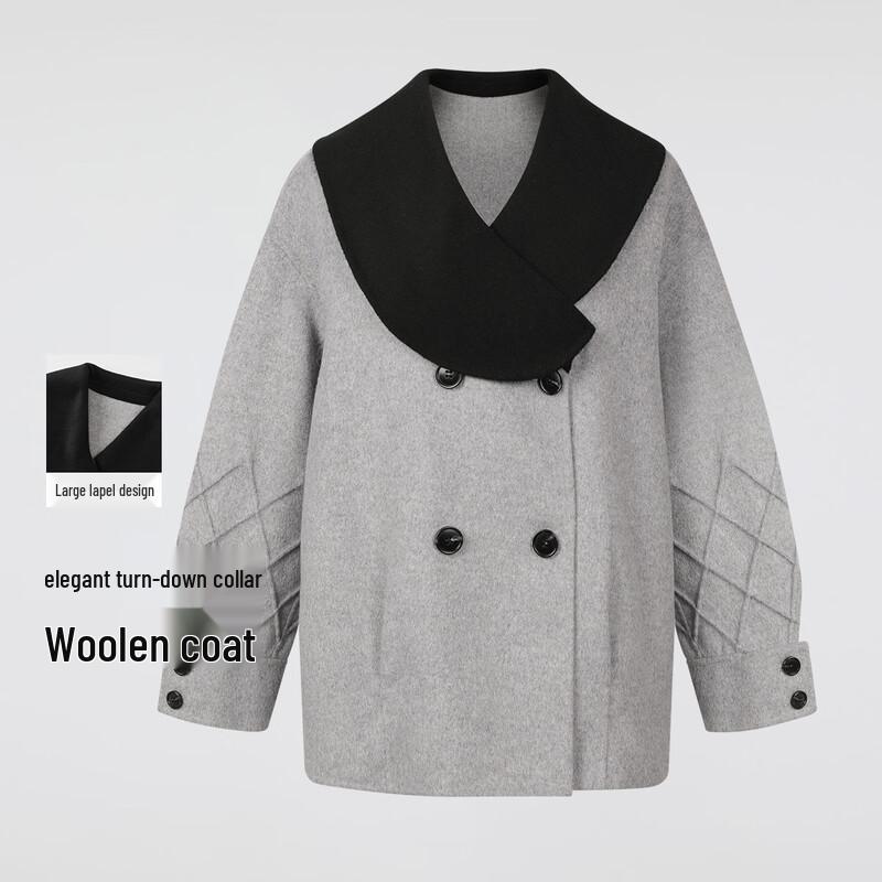 

FivePlus Women s Wool Scarf Collar Double-breasted Coat M