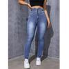 Women High Waist Slim Stretch Denim Jeans Ladies Bodycon Button Pencil Pants
