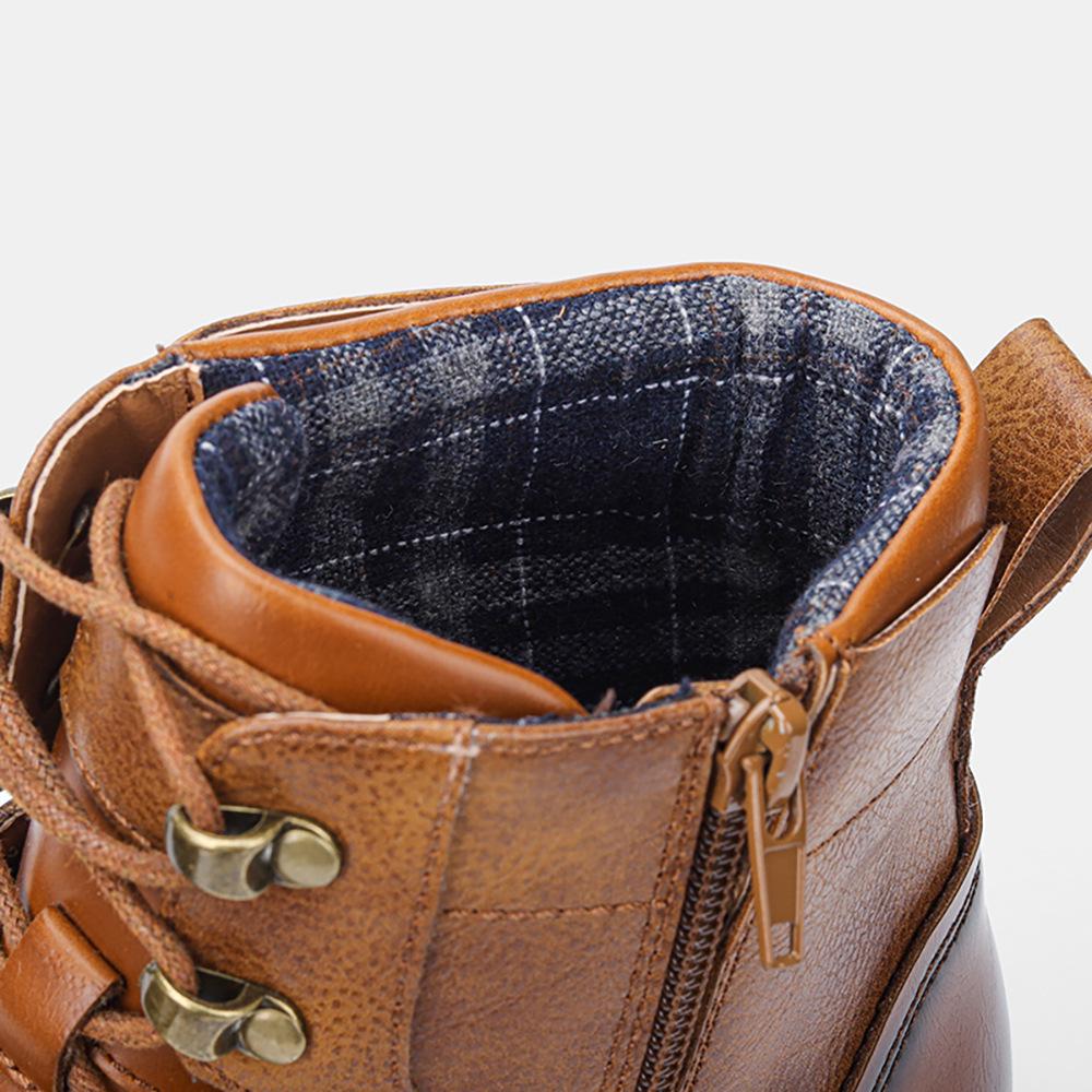 Plus Size Men's High-Top Leather Workwear Ankle Boots - US Size Fashion Martin Boots