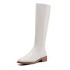 Microfiber Autumn Solid Color Winter Shoes Med Heels Big Size 45 Size 44 Size 46 Women Zipper Keep Warm Knee Boots