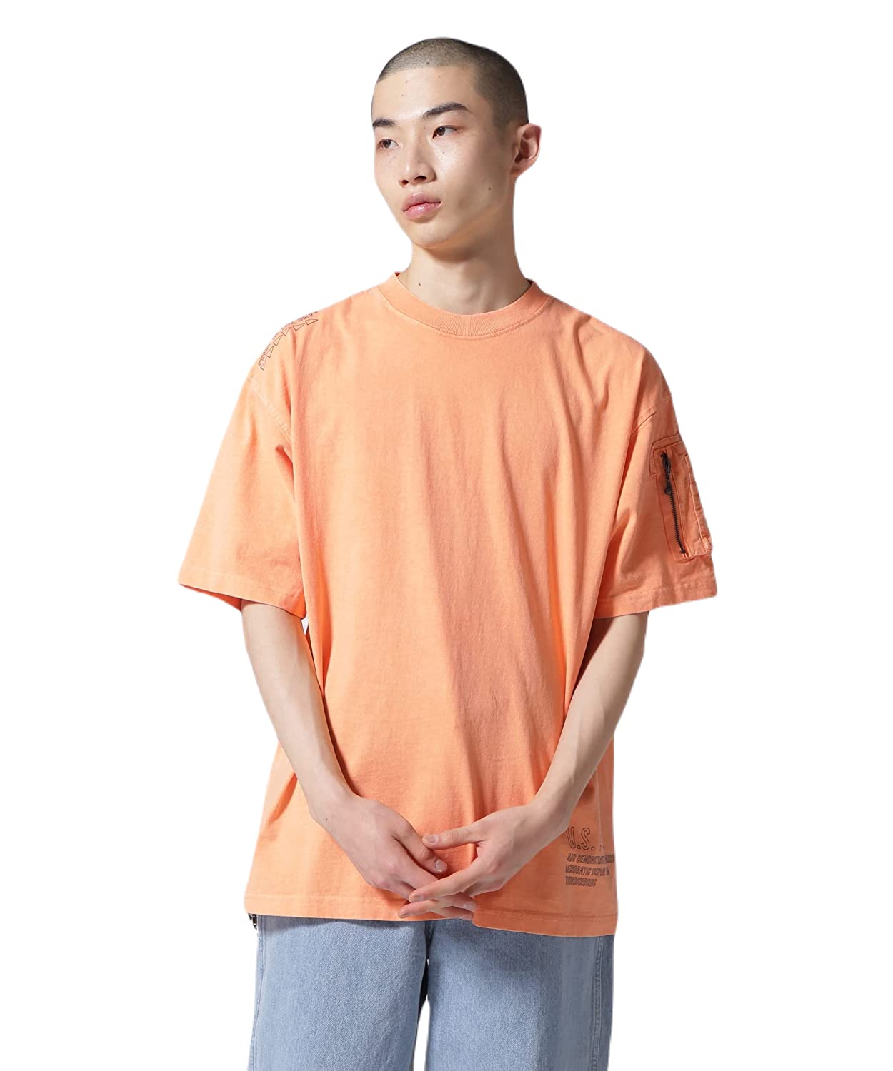 

AVIREX FADE WASH CIGAR POCKET T-SHIRT Men s L 150 Orange 783-3134051