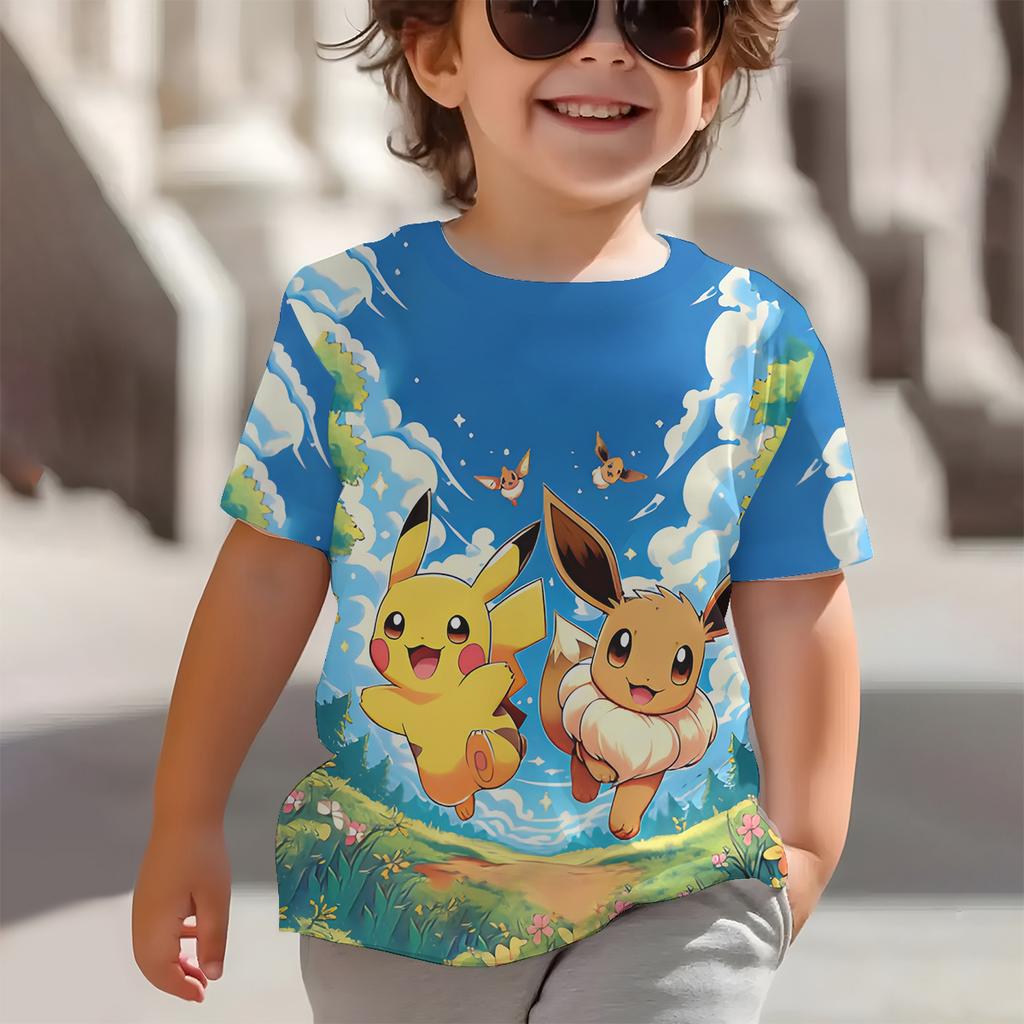 3D Print Cute Pikachus Anime Pokemons Baby Clothing 5 To 14 Years Male Outdoor Clothes for Children Boy Girl Child T-Shirt Top