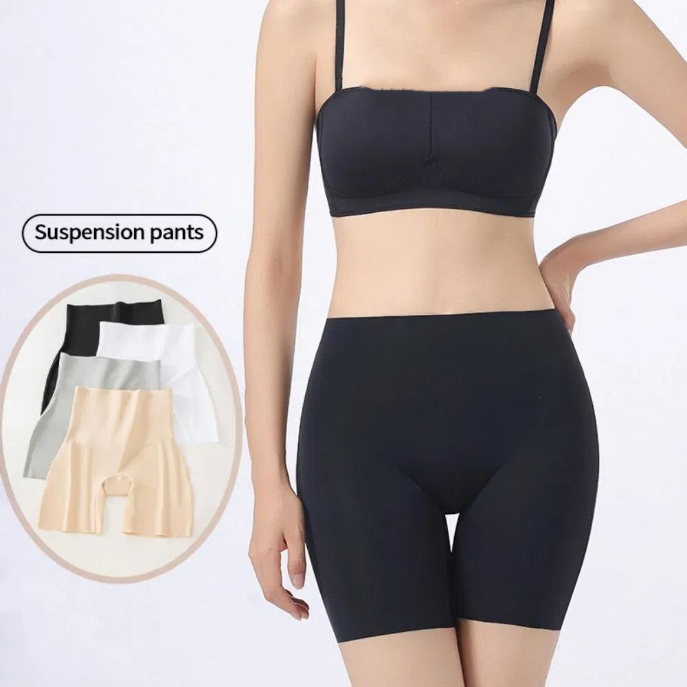 High Waist Ice Silk Safety Pants Large Size Short Leggings Simple Tummy Control Shorts Women