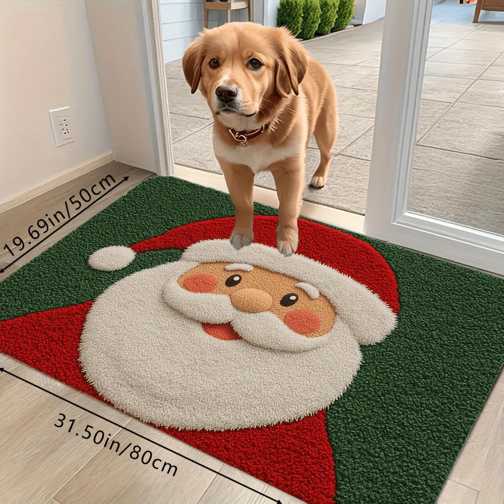VIKAMA Cute Santa Claus Christmas Bath Mat Soft Plush Non Slip Floor Mat For Bathroom Entryway Winter Holiday Home Decor