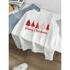 Unisex Christmas Tree Print Drop Shoulder Round Neck Sweatshirt for Christmas, Suitable for Everyday Wear