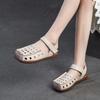 Fashion GKTINOO 2025 Spring Summer New Genuine Leather Flat Sandals Round Toe Hollow Retro Style Comfortable Soft Women's Shoes