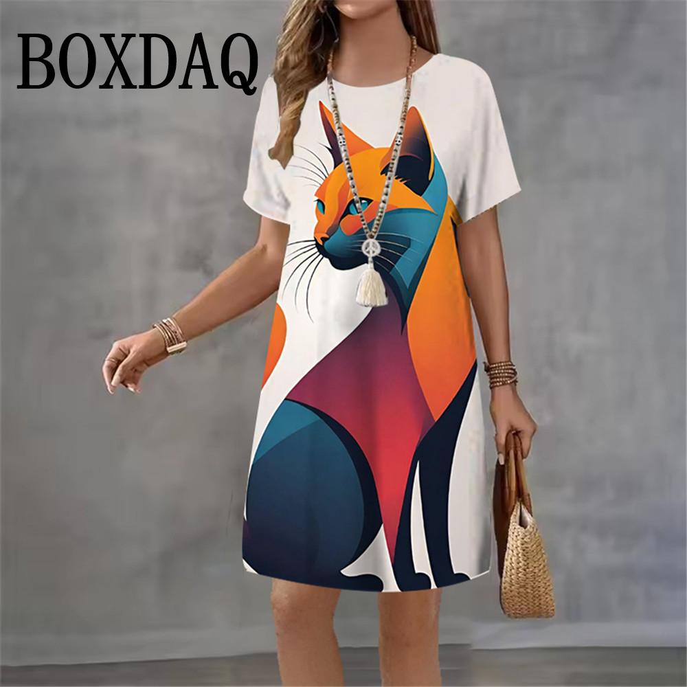 Casual Loose Short-sleeved Dress Fashionable Versatile Comfortable Casual Dresses