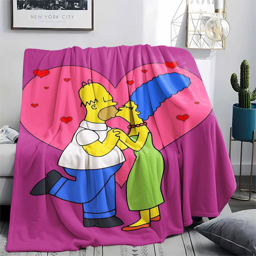 Marge Simpson Printed Flannel Blanket, soft throw for bedroom sofa, washable, fan merchandise, great gift.