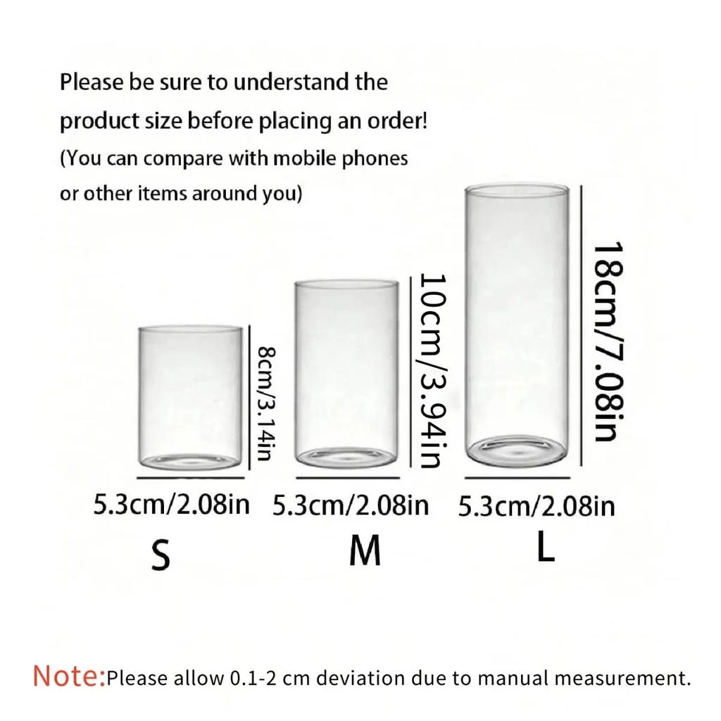 Cylinder Glass Cup Candlestick Wedding Transparent Candle Cup Holder Glass Vase Dining Table Candle Container Art Storage Jar