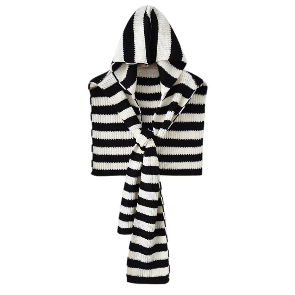 Autumn and winter knitted hat scarf integrated women s casual versatile hooded shawl, neck protection, scarf, shawl 32 80-100cm