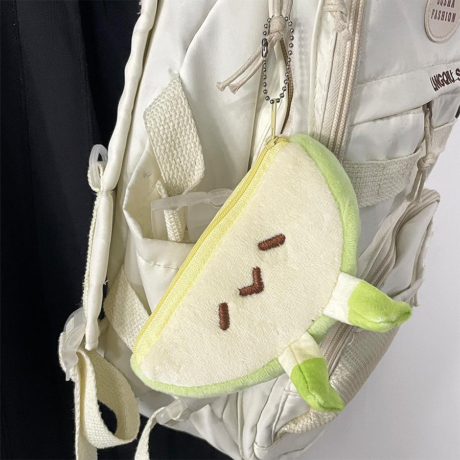 

Adorable And Funny Apple Plush Coin Bag Red And Green Options Backpacks For ShyGreen