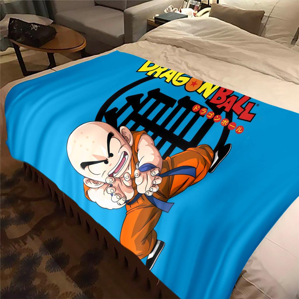 1PC Krillin Print Flannel Blanket, High quality All Seasons, Home Decor, Warmth and Comfort, Perfect for Christmas Gifts