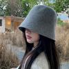 Wolle Bucket Hat für Damen im Herbst und Winter Doppelseitig Zweifarbig Koreanische Version Vielseitiger Fischerhut Japanischer Beckenhut Hut Trendy