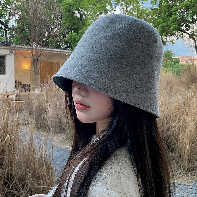 Μάλλινο Καπέλο Κάδου για Γυναίκες Φθινόπωρο και Χειμώνα Διπλής Όψης Δίχρωμο Κορεατική Έκδοση Ευέλικτο Καπέλο Ψαρά Ιαπωνικό Καπέλο Λεκάνης Μοντέρνο Καπέλο