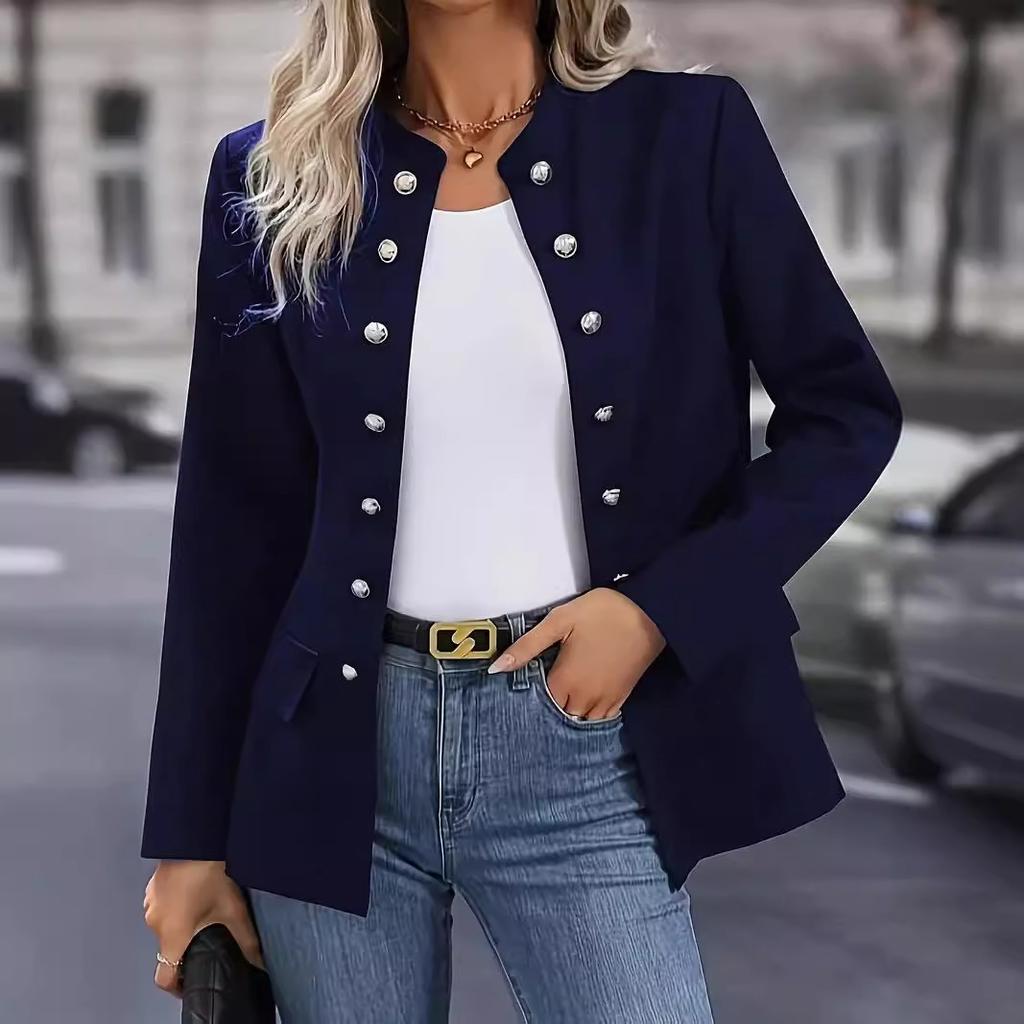 Women's Black Blazer Jacket with White Top and Blue Jeans Outfit Set