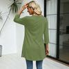 Women's Casual V Neck 3/4 Sleeve Pullover Tunic Top Mid Length Solid Color Comfortable Fit Lightweight Fabric