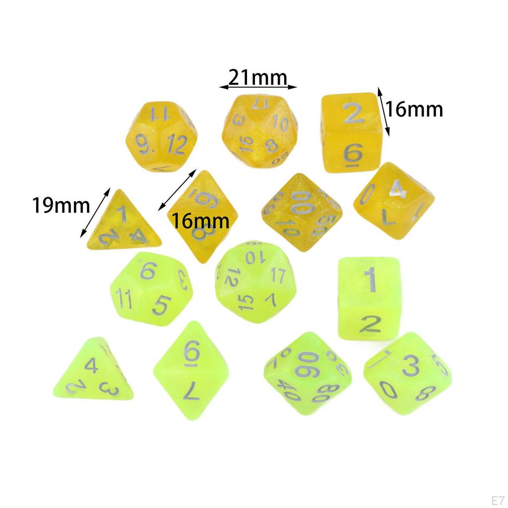14 Pieces Polyhedral Dices Set Acrylic D4-d20 Game Playing Multi Sided for