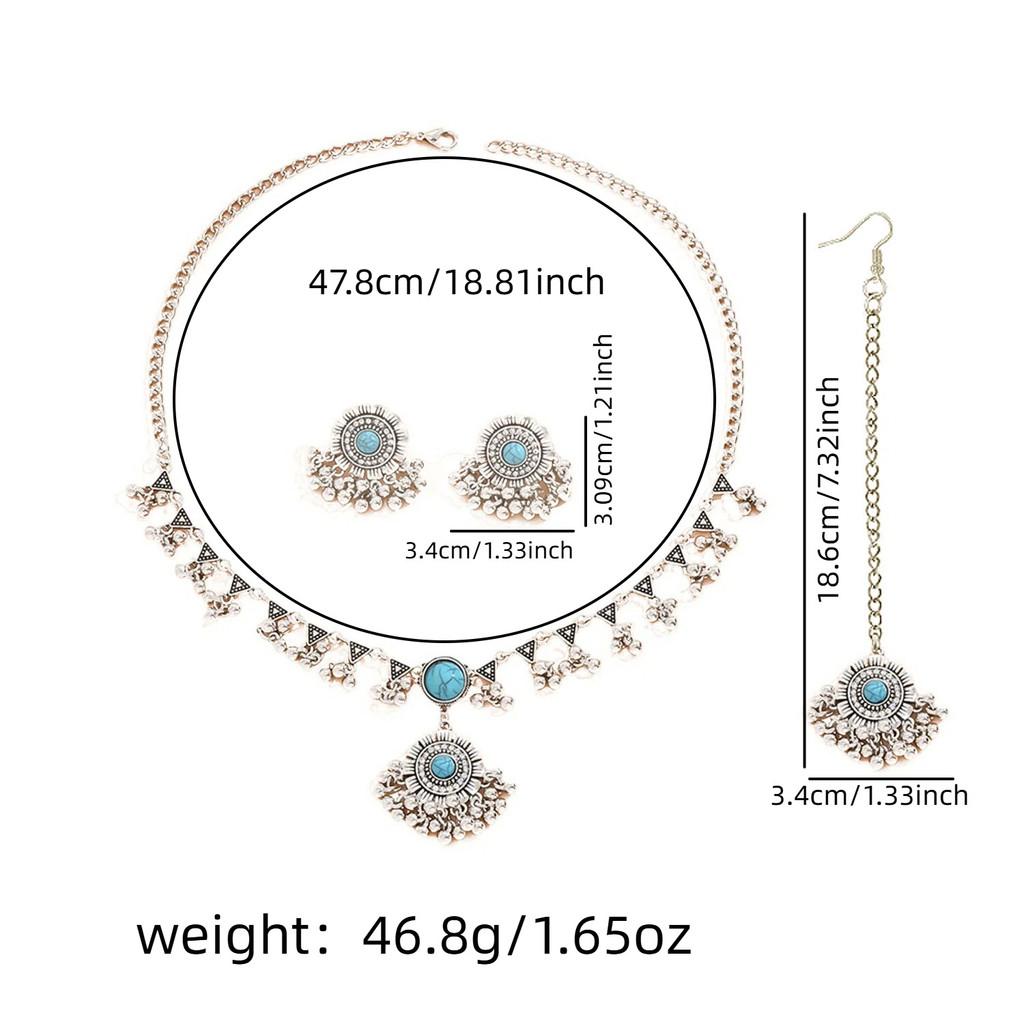 Ethnic Fusion Necklace And Earring Set With Tassel Accents For Wedding Fashion Jewelry