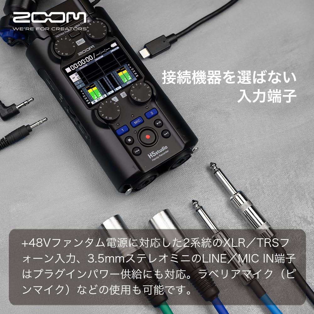 2025 Gold Award ZOOM H5 Studio Handy Recorder with 4 6 Gain Knob and Line Out Ideal for Instrument and Field Black [DGP Winner] 32-bit Recording,