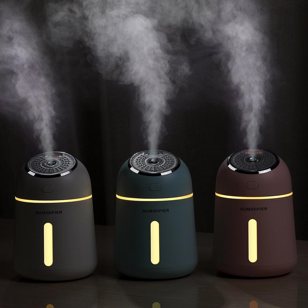 Mini Essential Oil Diffuser With Usb Fan Led Lamp 330ml Ultrasonic Air Humidifier For Home Office Car 3 In 1 Aroma Diffuser