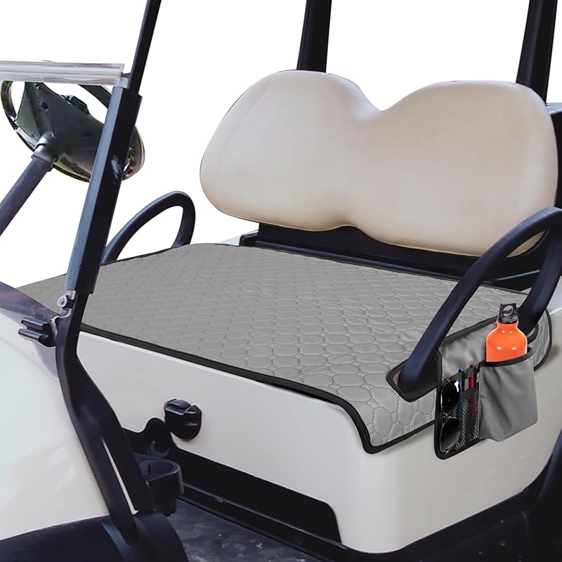Golf Cart Seat Covers, Golf Cart Seat Towel Blanket with 4 Side Pockets & Non-Slip Bottom Fits for EZGO, Club Car, Yamaha and More 2 Person Seats