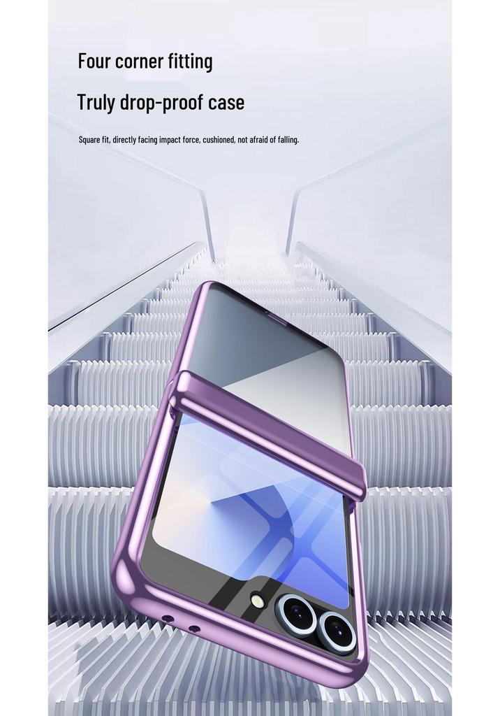 Samsung Z Flip8/7 Electroplated Transparent Full Coverage Case with Foldable Screen Protection