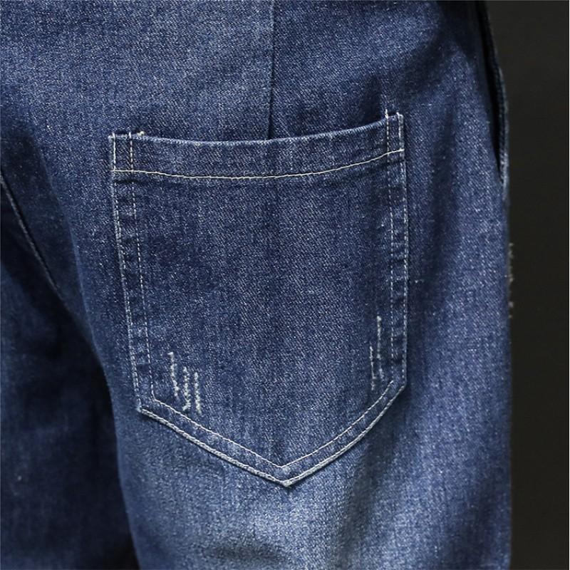 2019 Mens Loose Straight Leg Jeans Casual Nine-Pocket Denim Pants Size M-5XL Micro Stretch Daily Wear