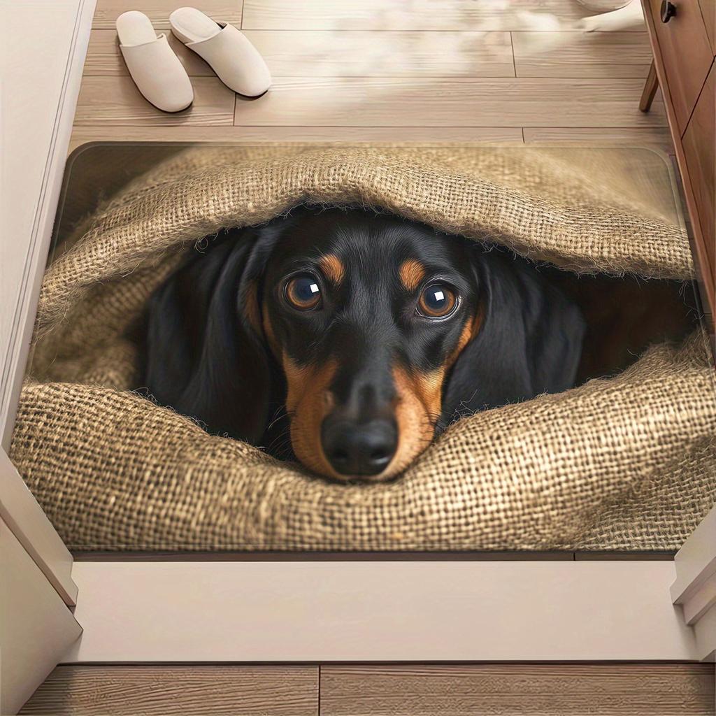 1Pcs Anti Fatigue Kitchen Rugs Dachshund Peeking Print Waterproof Non-Slip Thick Cushioned Kitchen Mat Heavy Duty Comfort Standing Mat for Bathroom