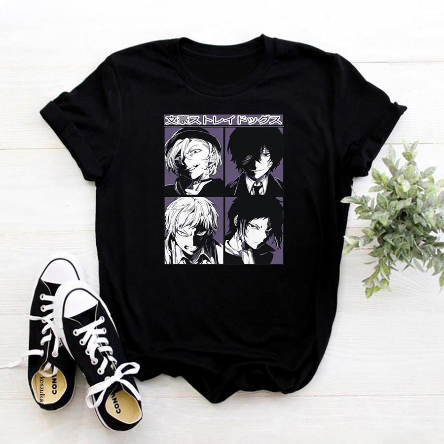 

Japanese Anime Bungo Stray Dogs T-Shirt Women Summer Dazai Classic Tshirts Aesthetic Harajuku Unisex Chuuya Nakahara Tshirt XXXL білий