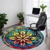 1pc Stained Glass Mandala Office Round Area Rug, Indoor Mat Suitable ForOffice, Under Office Chairs Bedroom Living Room Home Decor, Room Deco q069