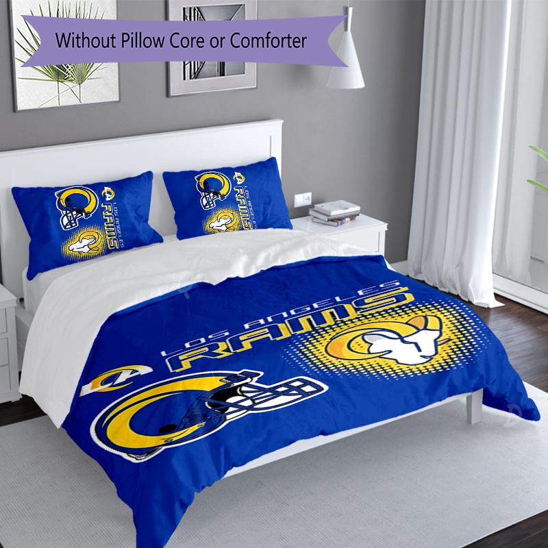 3pcs Los Angeles Rams logo pattern bedding set duvet cover set includes duvet cover &pillowcases, perfect all season bedroom decoration & gift