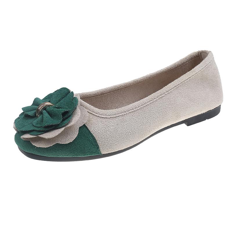 Women's Plus Size Bow Flower Color-block Square-toe Flat Shoes