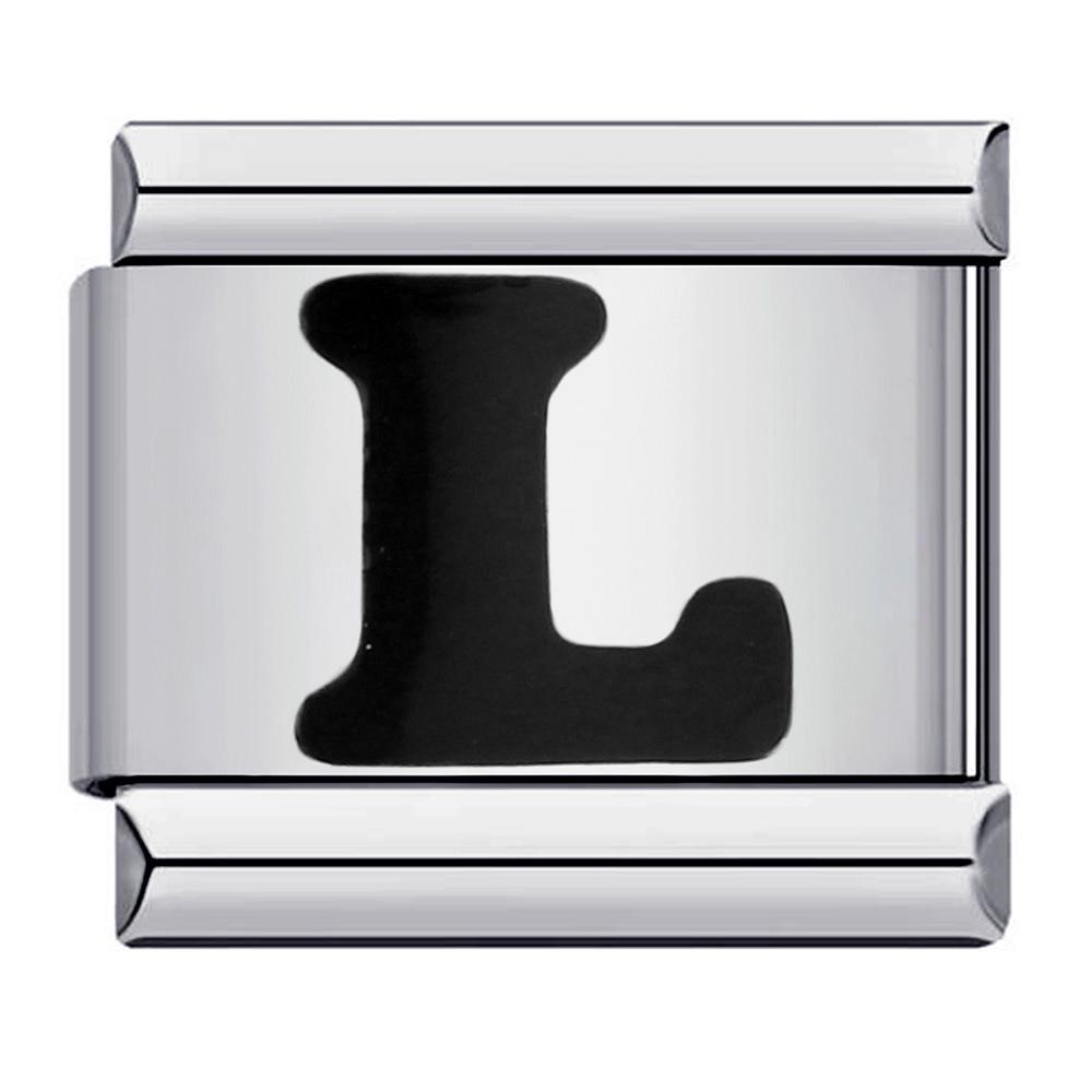 

Итальянский браслет-шарм с инициалом из черной нержавеющей стали