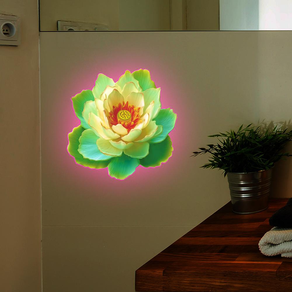 Leuchtende Lotus- und Lotusblatt-Badezimmer-Heimdekorationsaufkleber