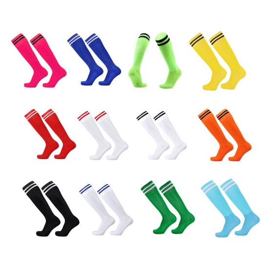 1 Paar Kniehohe Gestreifte Fußballsocken Rutschfest Feuchtigkeitsableitend Stretch Kinder Jugend