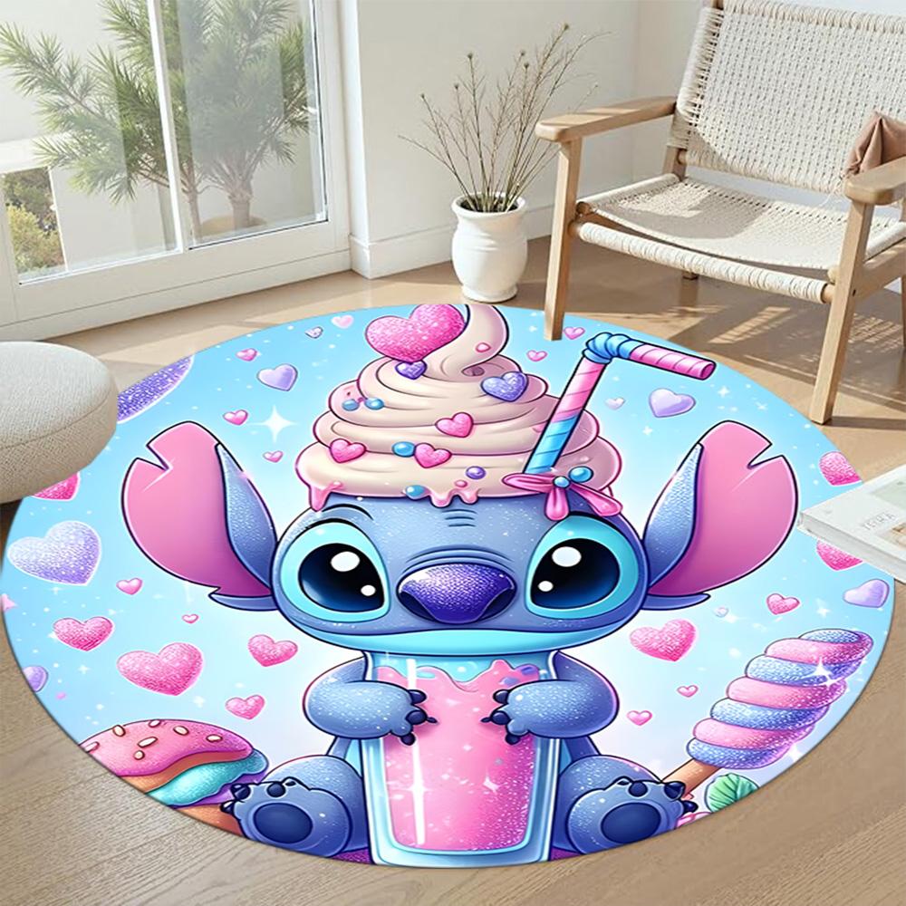 Stitch Round Office Rug Design for Decorate room Entryway Living Rooms Outdoor Antislip Round Carpet Anime Office Decor